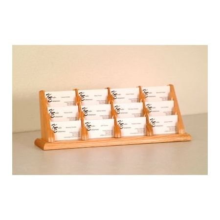 Wooden Mallet 12 Pocket Counter Top Business Card Holder - Light Oak BCC4-12LO